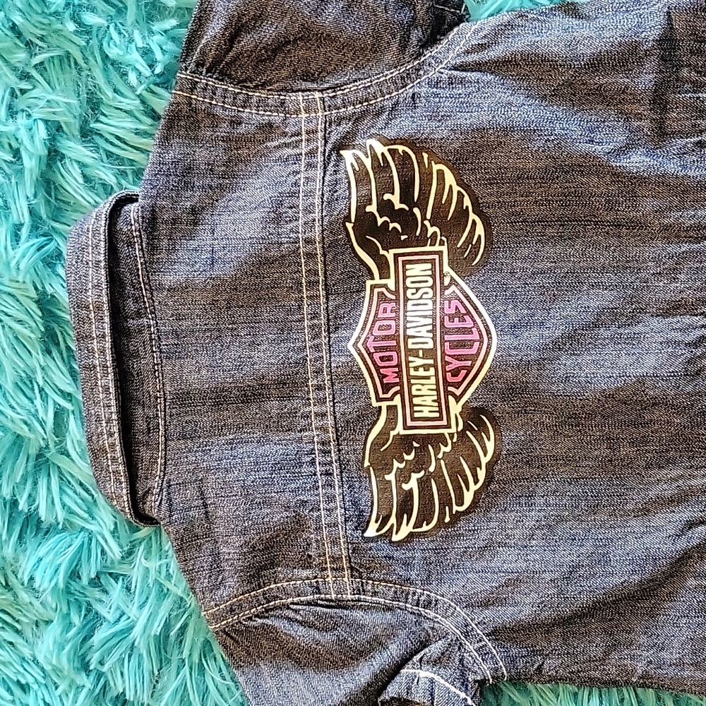 Harley Davidson Denim Onesie Size 3/6 Months - Picture 4 of 6